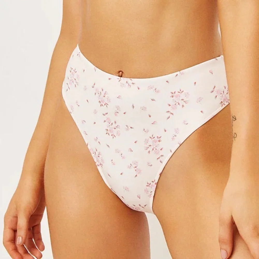 Frankie’s Bikinis Jenna High Waist Cut Bikini Bottoms sweet Rose coquette floral